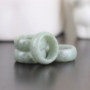Wide Jadeite Ring: Natural White Jade Band