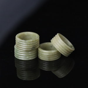 Stripped Jadeite Ring Band - Army Green Jade Ring