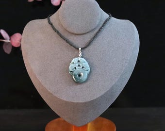 Double Pixiu Jade Pendant Necklace: Carved Green Jade Amulet