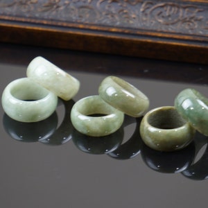 Genuine Jadeite type green wide jade ring in three ranges of color shades for all gender such as woman and man