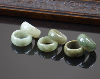 Genuine Jadeite type green wide jade ring in three ranges of color shades for all gender such as woman and man