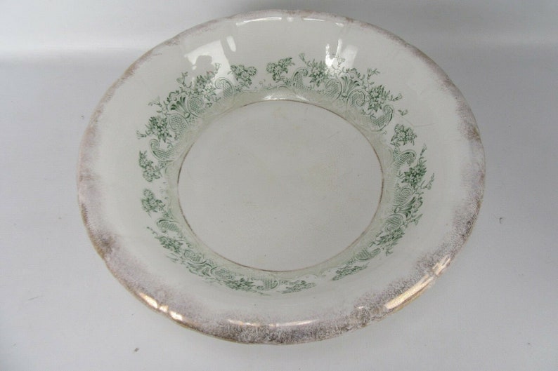 Antique The Goodwin Pottery Company Large Wash Bowl Ornately Scrolled 17 Wide