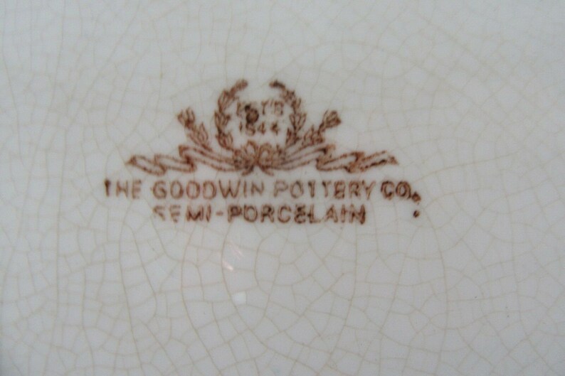 Antique The Goodwin Pottery Company Large Wash Bowl Ornately Scrolled 17 Wide
