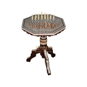 Schaakspel tafel, achthoekig bordspel, 20 " brede Egyptische parelmoer ingelegde schaak bijzettafel, Marokko salontafel, home decor