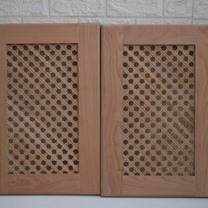2 Egyptian Latticework Cabinet Doors: Custom Wood Mashrabiya Screen