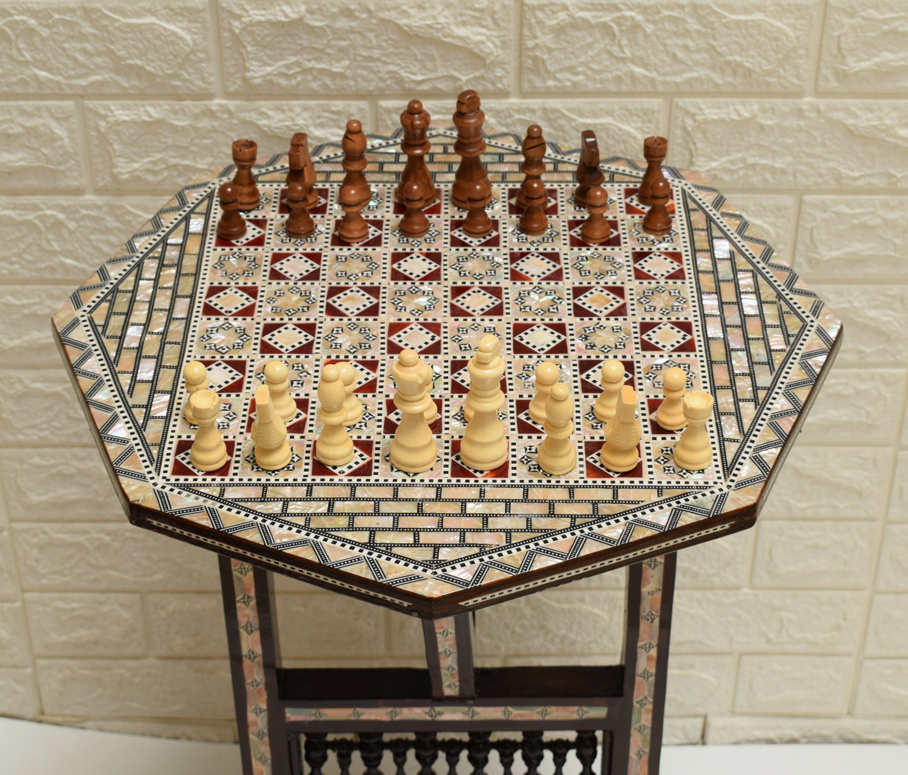 Chess Game Table Octagonal Board Game Folding Top 16 Etsy