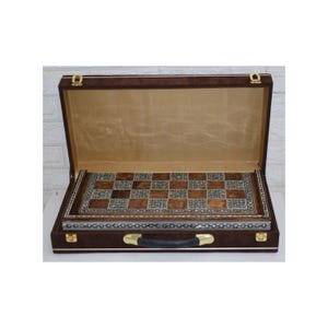 Handmade Egyptian Backgammon Chess Board: Mother of Pearl Inlay, 20&quot; Game Set