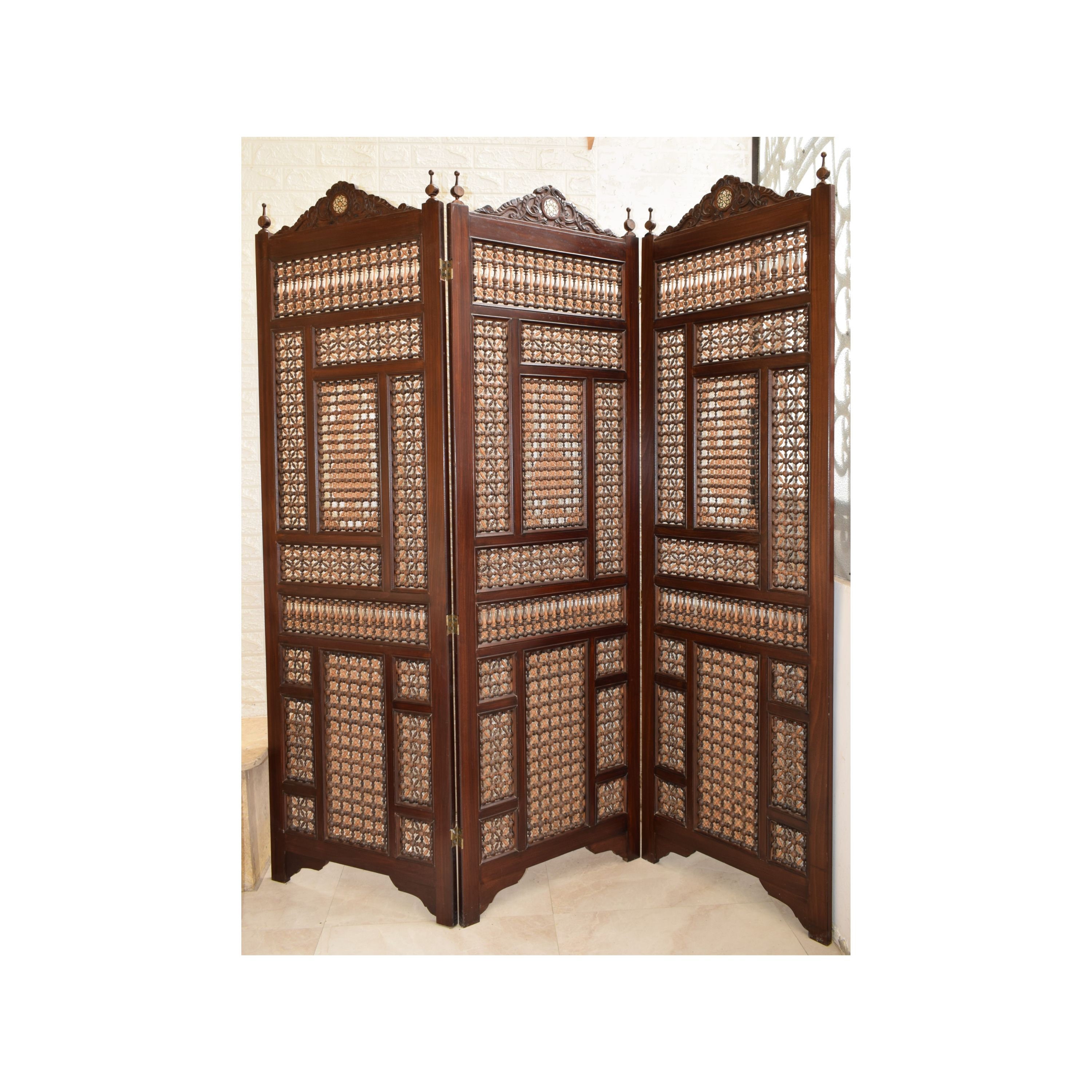 Egyptian Handcrafted Carved Wood Latticework Screen Mashrabeya Mashrabiya, Room divider, Window Panel Screen, Folding Screen, Wood Turners