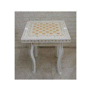 Tavolo da gioco degli scacchi, tavolo da backgammon in legno fatto a mano con cassetti, tavolino in mosaico di legno bianco con intarsio in madreperla, tavolo da poker, tavolo da gioco