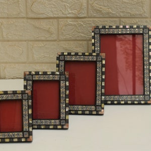 Handmade Egyptian Wood Photo Frame Set: Mother of Pearl Inlay