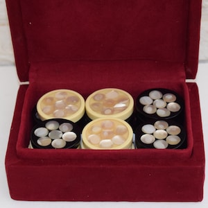 Jetons de backgammon incrustés de nacre faits main - Coffret cadeau en velours égyptien