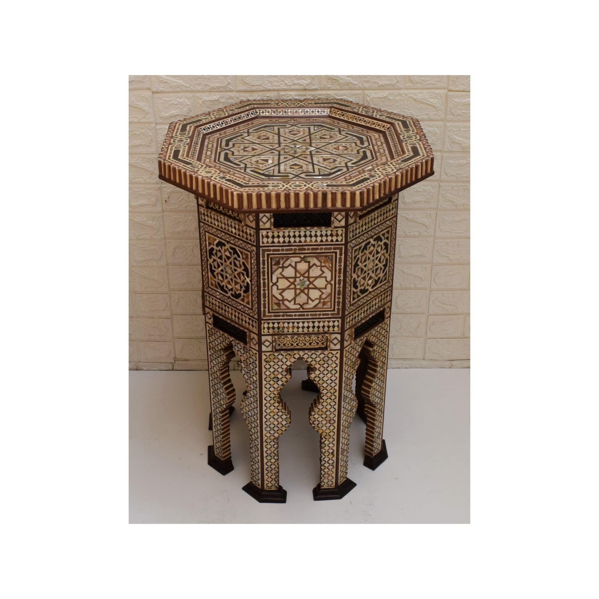 Large Moroccan 31 Height Wood Side Table Coffee End Table