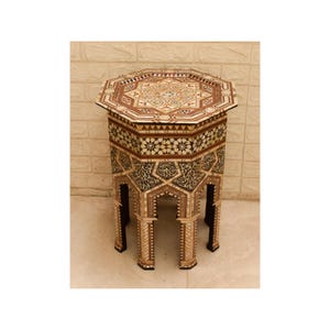 Moroccan Handmade Table Made of Wood and Resin STUNNING