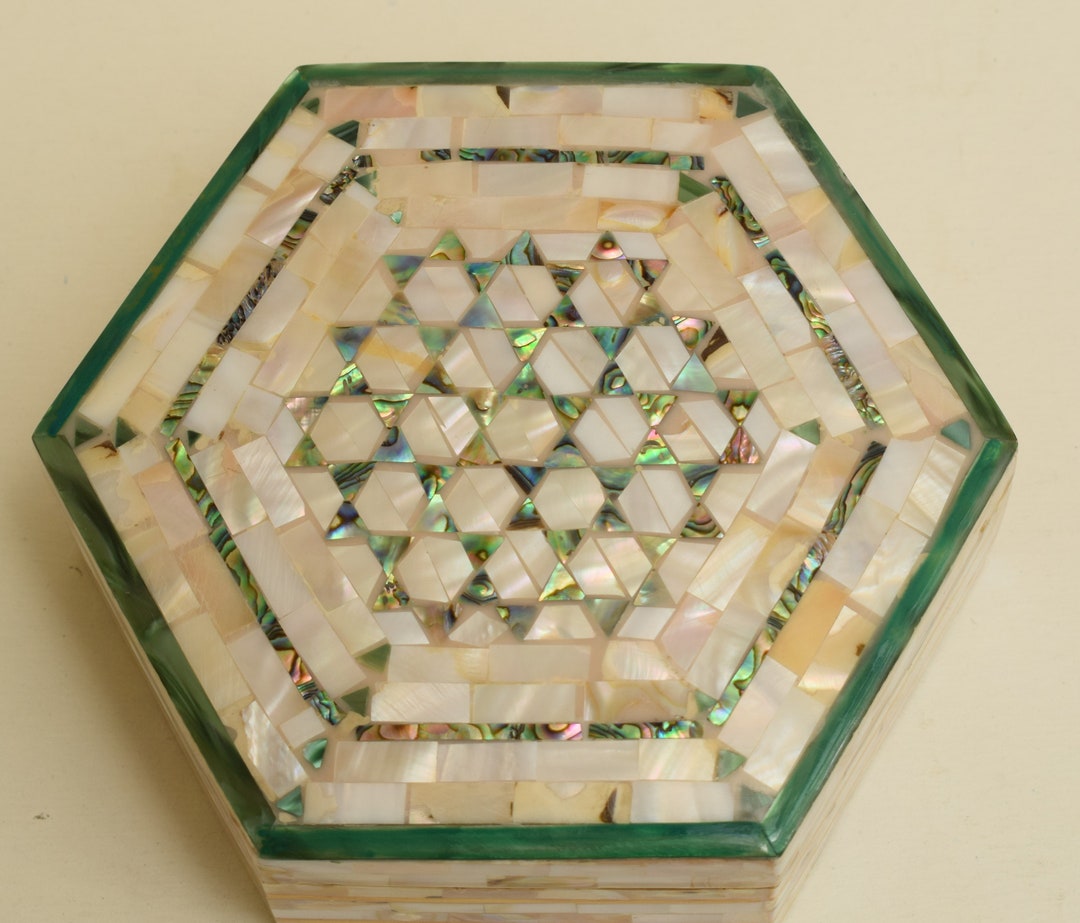 Handmade 6 Wide Wood Jewelry Box, Luxury Mother of Pearl Inlaid Wooden ...