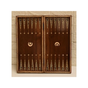 Vintage Turkish Backgammon Chess Board: Handmade Bone Inlay, 20&quot; Ottoman Game