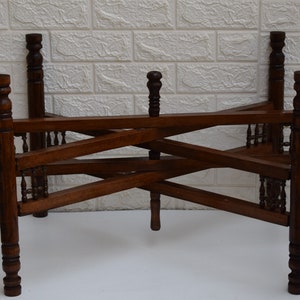 Tray Stand, Wood Folding Brass Tray Holder, Brass Coffee Tea Table Wooden Stand, Moroccan Home Decor, DIFFERENT SIZES