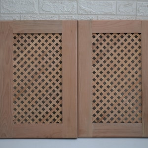 Handmade 2 Cabinet Doors, Kitchen Doors, Egyptian Wood Latticework Screen, Moroccan Mashrabiya, Room divider, Window Panel CUSTOM SIZE