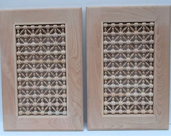 2 Cabinet Doors, Kitchen Doors, Egyptian Carved Wood Latticework Screen Mashrabeya Mashrabiya, Room divider, Window Panel CUSTOM ORDERS