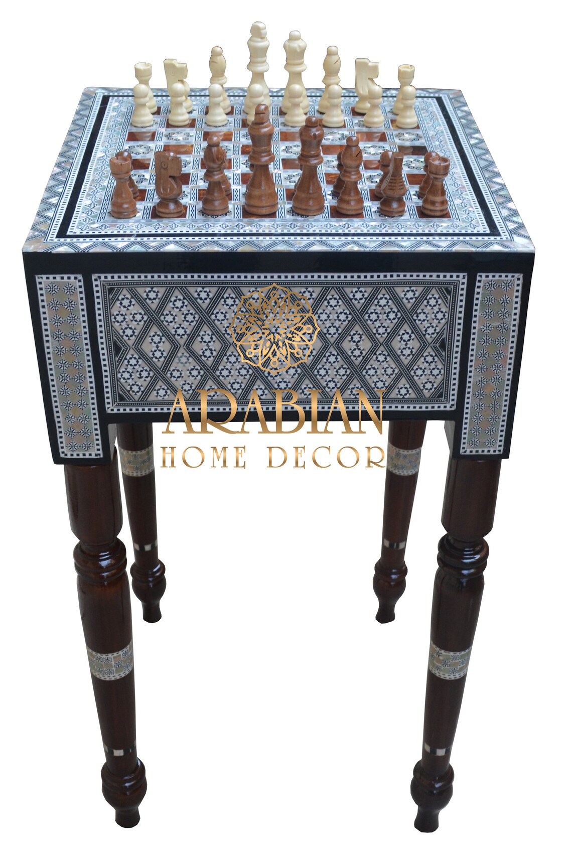Chess Game Table Board Game Square Egyptian Mother of Pearl | Etsy