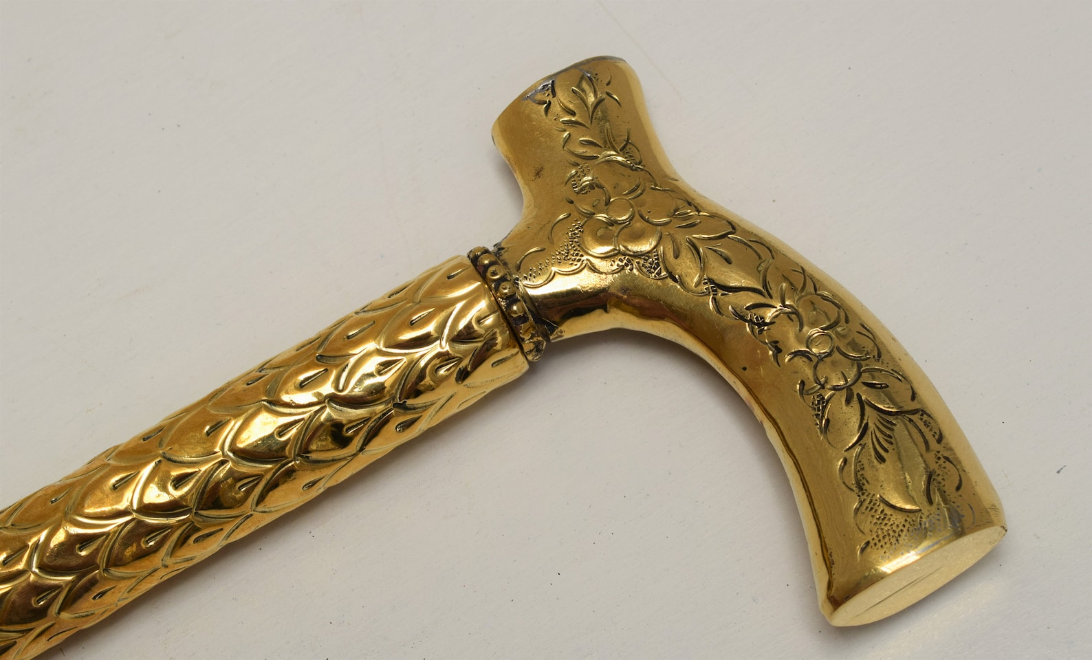 Handmade 39 Walking Stick with Gold Brass Handle Etsy