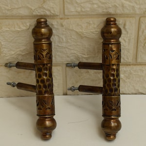 Set of 2 Handmade Oxidized Brass Moroccan Door Handles - 6 inch