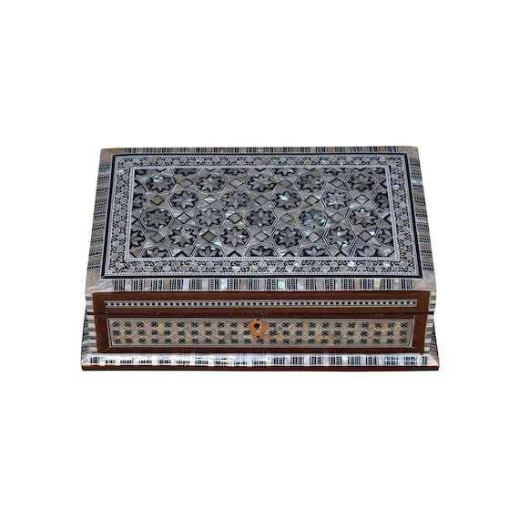 Handmade 10 6 Wood Jewelry Box Egyptian Mother of Pearl Inlay
