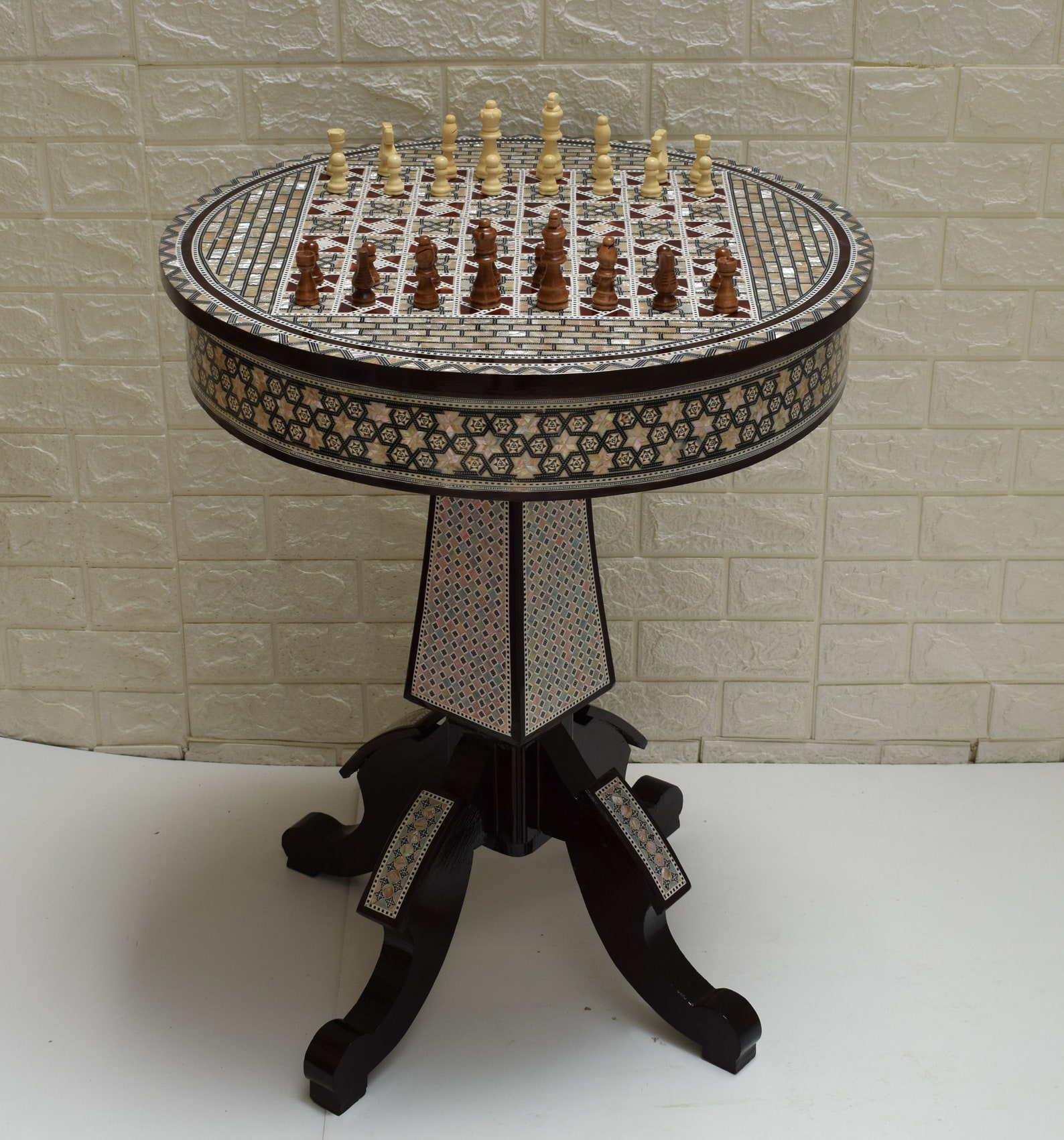Chess Game Table Round Table Game Board 24 diameter Etsy