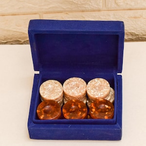 Handmade Egyptian Mother of Pearl & Amber Backgammon Chips Set - 1.4&quot; Diameter
