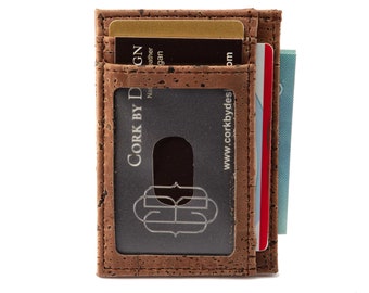 Cork Wallet Minimalist Front Pocket Vegan Gift Brown Card Holder