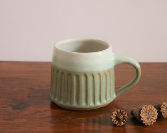 Mug in Seaglass Mint, with Fluted Design