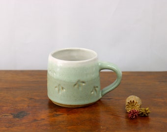 Large Mug in Seaglass Mint, with Butterfly Imprints