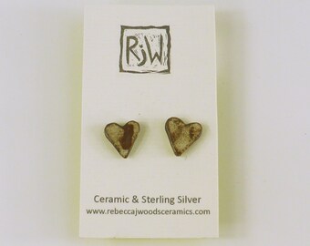 Ceramic Black Clay & Cream Earrings, Sterling Silver, with Gift Box