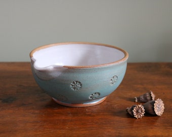 Pouring / Mixing Bowl, Jade & White, Imprinted