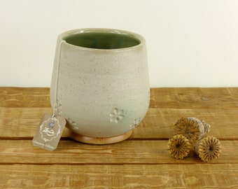 Mug or Tea Cup, Chalk White, with Clematis Imprints