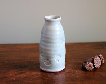 NEW - Mini Vase, Seaglass Mint, Aster Flower Imprints