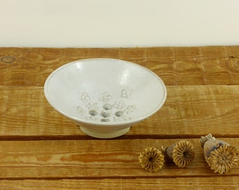Soap Dish, White with Buttercup Imprints