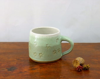 Large Mug in Seaglass Mint, Clemetis Imprints