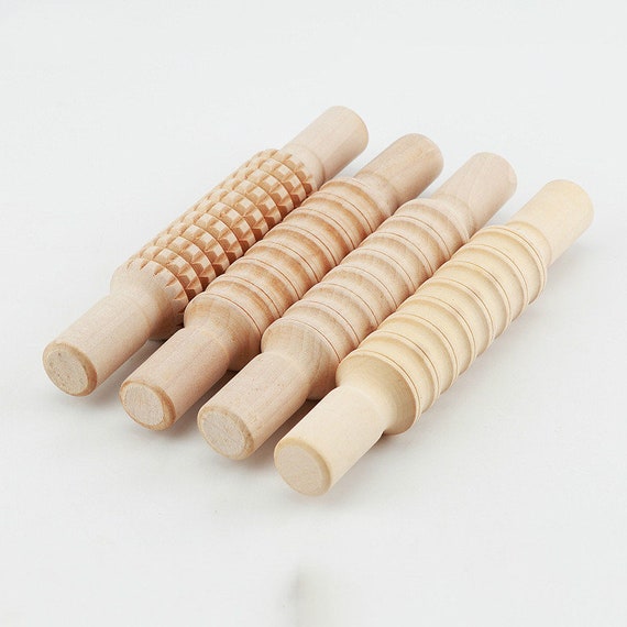 2pcs Wooden Printing Rolling Pin Sets Ceramic Stamp Stick Etsy