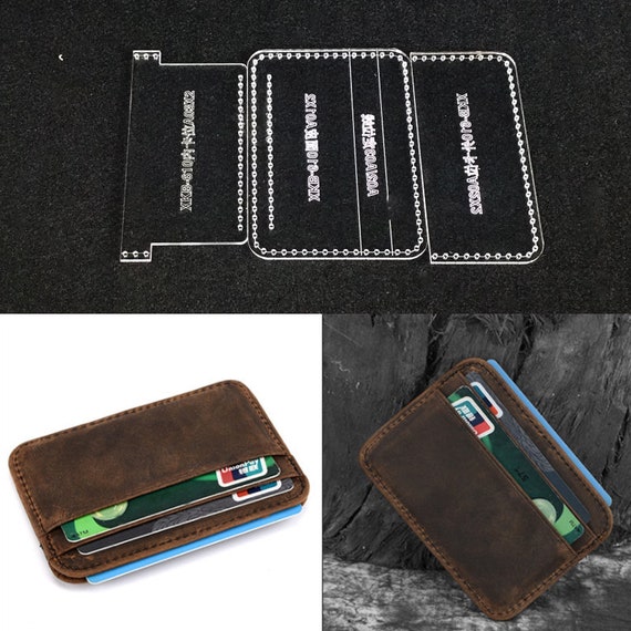 Leather Craft Card Holder DIY Cutting Template Sewing Pattern for Leathercraft