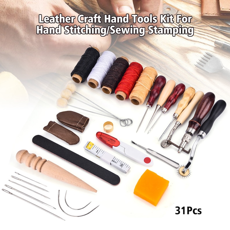 31pcs Leder Craft Tools Kit Hand Naaien Stiksels Punch Carving Etsy