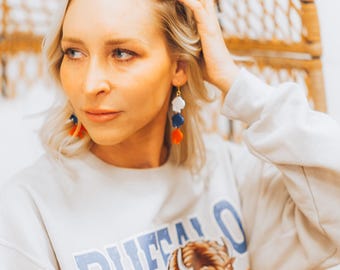 3D Printed Buffalo Earrings, Red White and Blue, BFLO, Mafia, Bills, Football, Jewelry