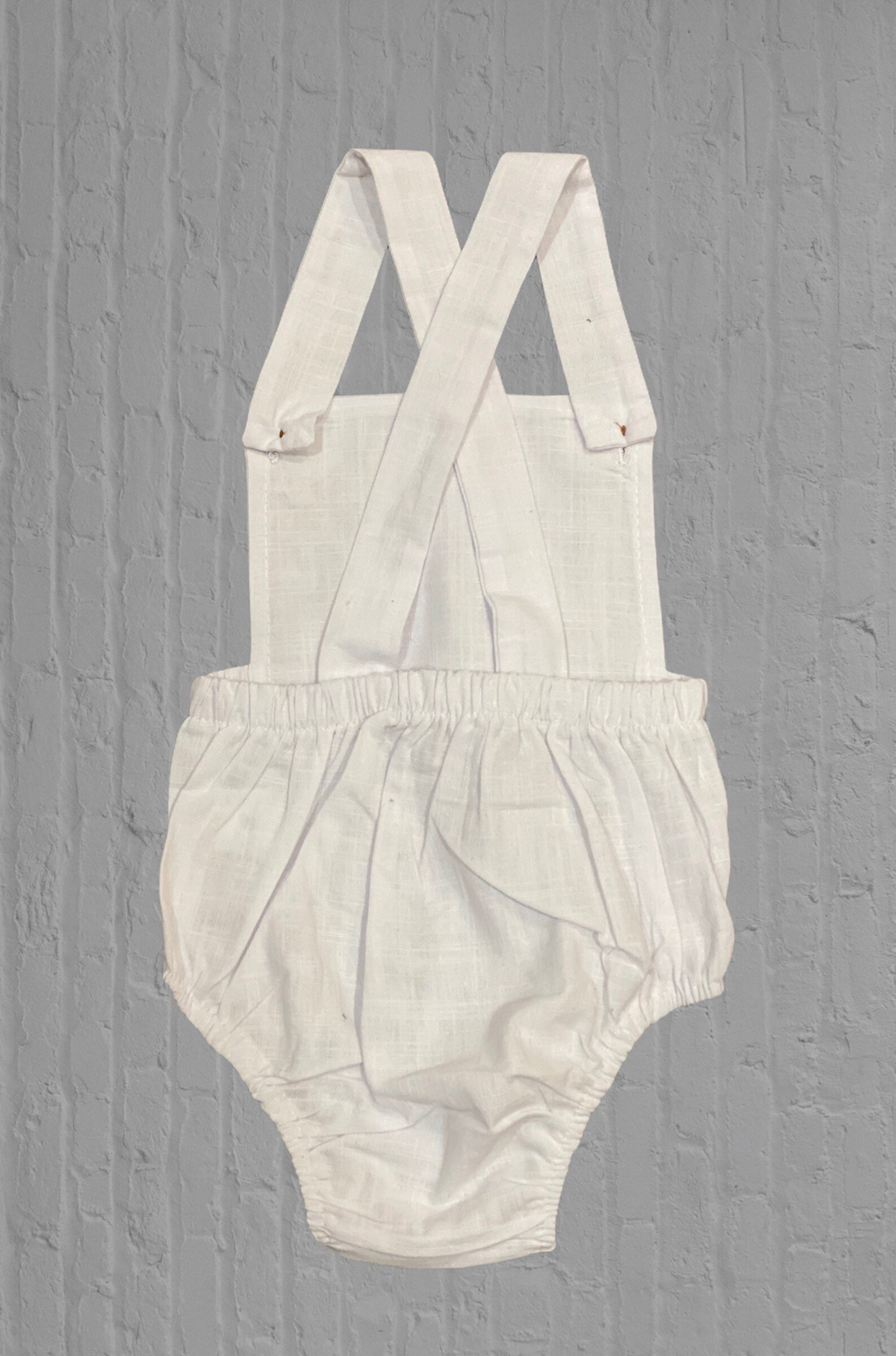 Baby Boys White Dungaree Button Back Romper Playsuit Bodysuit Etsy