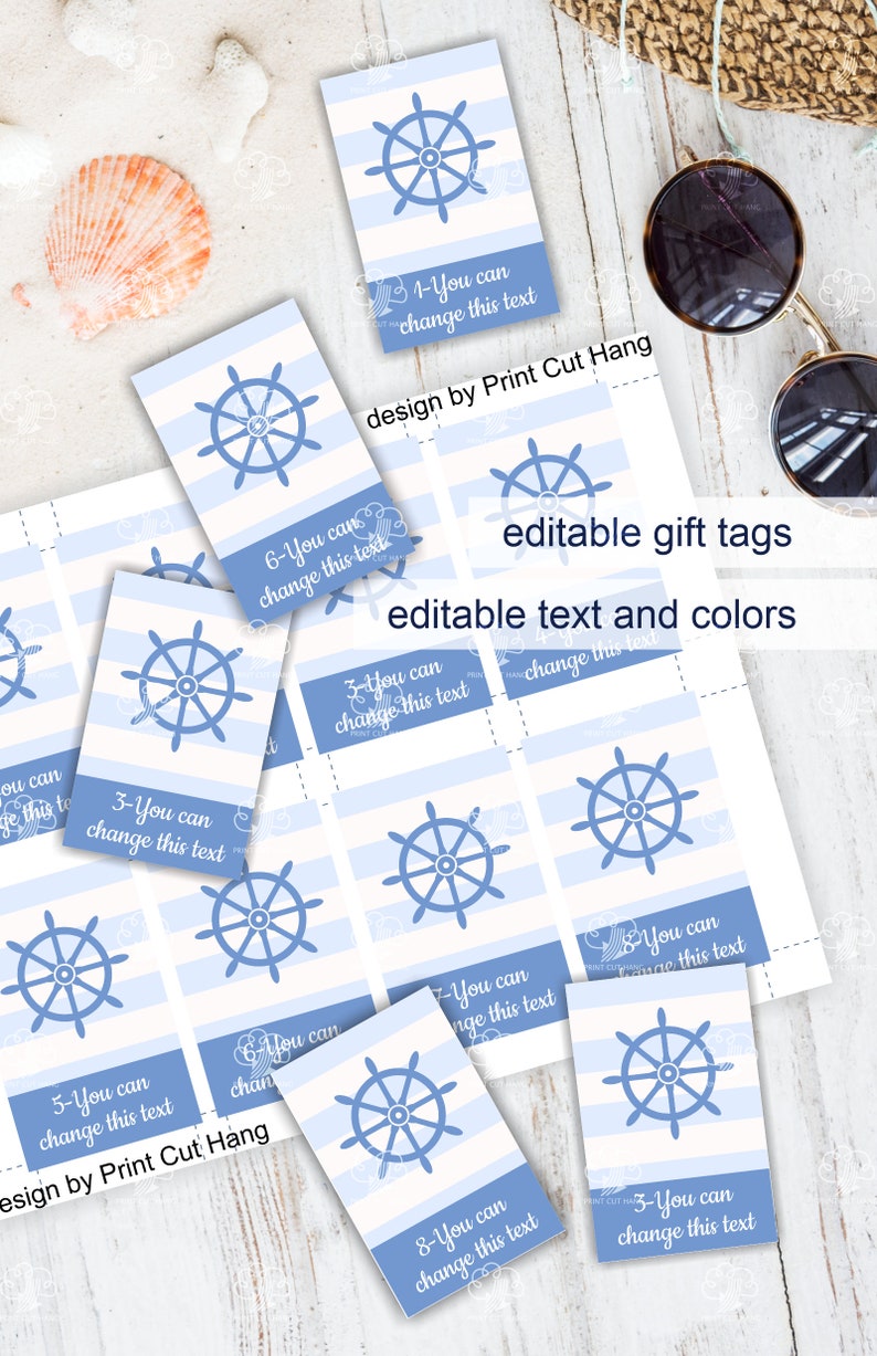 Printable Nautical Boy Baby Shower Favor Tags Editable Templates for Custom Blue Baby Shower Candy Tags