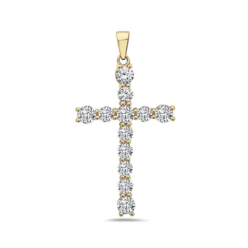 CZ Large Jewelry Tisoro 925 Solid Sterling Silver Big Cubic Zirconia Cross Pendant for Necklace
