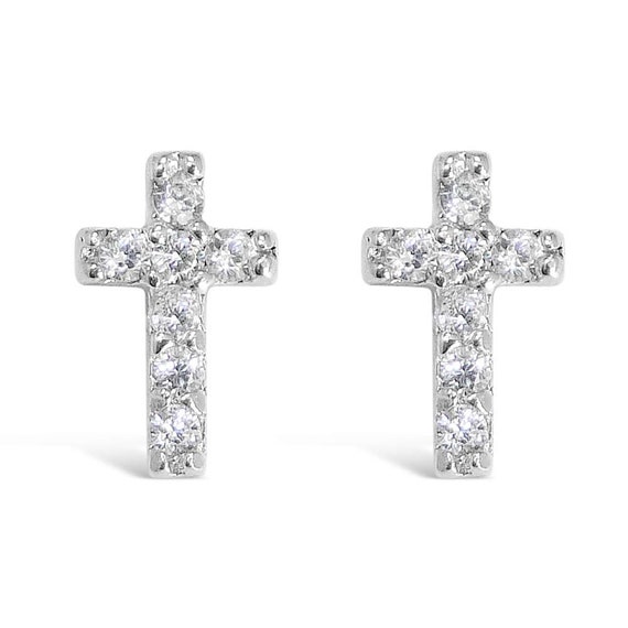 Sterling Silver 10mm plain Cross post stud earrings.