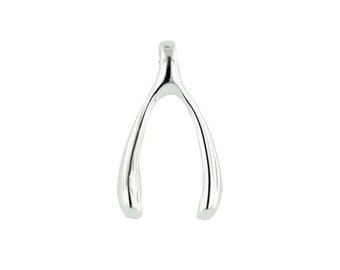 925 Solid Sterling Silver Good Luck Tiny Wishbone Charm / Pendant - Small Hypoallergenic Jewelry