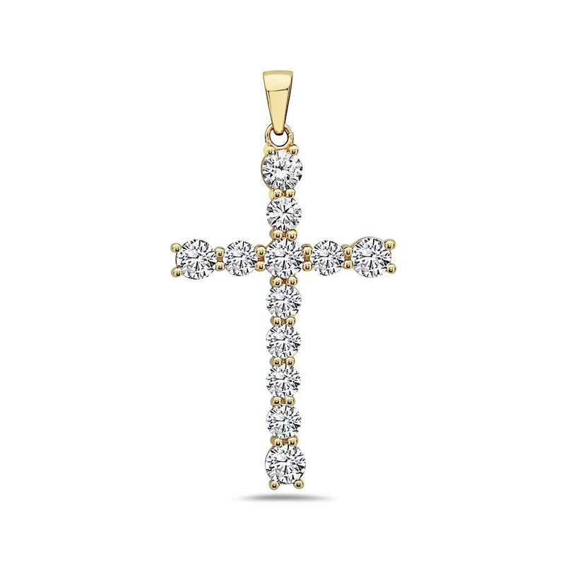 CZ Large Jewelry Tisoro 925 Solid Sterling Silver Big Cubic Zirconia Cross Pendant for Necklace