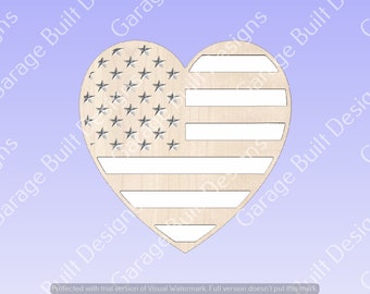 Flag Heart SVG DXF