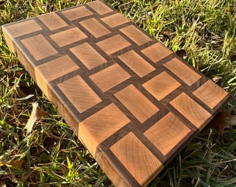 Basketweave Maple and Walnut End Grain Cutting Board