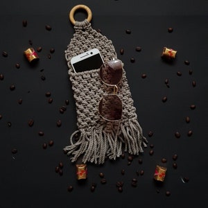 Macrame Wall Holder/ Woven Cotton Storage/ Hanging Pocket/ Mail Holder/ Boho Home Decor/ Organizer
